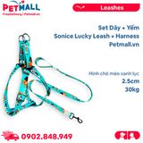 Set Dây + Yếm Sonice Lucky Leash + Harness 30kg - 2.5cm Hình chó mèo xanh lục Petmall