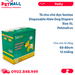 Tã cho chó đực Sentee Disposable Male Dog Diapers Size XL | 60-80cm - 12 miếng - Cho chó 10-25kg Petmall