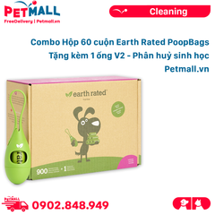 Combo Hộp 60 cuộn Earth Rated PoopBags - Tặng kèm 1 ống V2 - phân huỷ sinh học Petmall