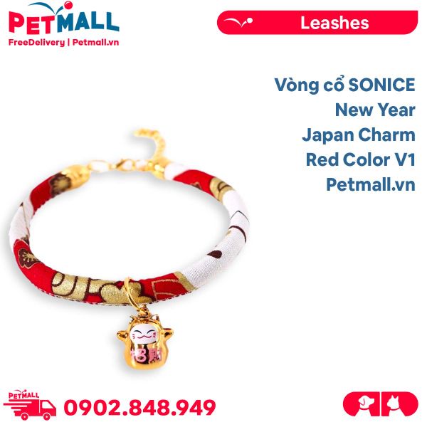 Vòng cổ SONICE New Year Japan Charm V1 - Kèm chuông may mắn Petmall