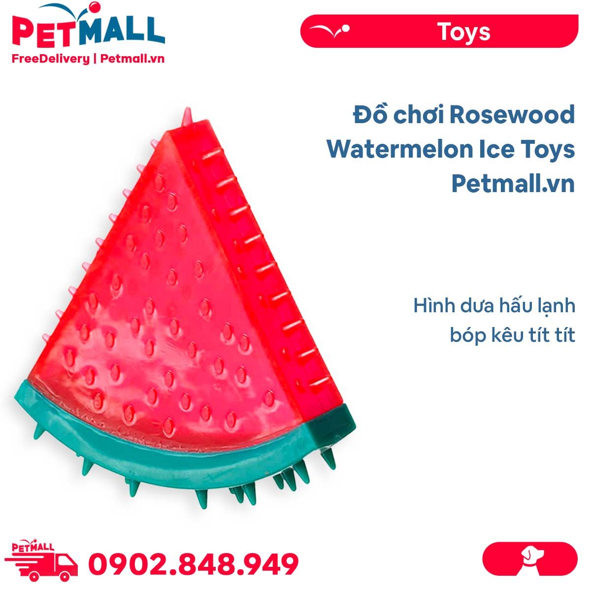 Đồ chơi Rosewood Watermelon Ice Toys - Hình dưa hấu lạnh bóp kêu tít tít Petmall