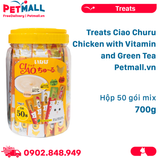 Treats Ciao Churu Chicken with Vitamin and Green Tea 700g - Hộp 50 gói mix Petmall
