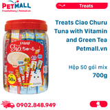 Treats Ciao Churu Tuna with Vitamin and Green Tea 700g - Hộp 50 gói Petmall