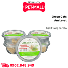 Bộ kit tự trồng cỏ mèo Green Cats Amitavet - Kèm hạt giống và phân bón hữu cơ Petmall