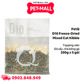 Combo 5 Gói 200g - Thức ăn mèo PetQ D10 Freeze-Dried Mixed Cat Kibble - Topping viên gà sấy, chà bông gà cho mèo mọi lứa tuổi Petmall