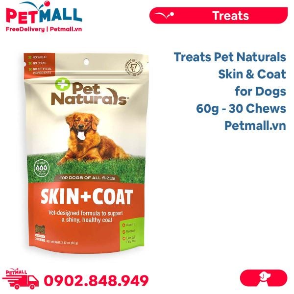Treats Pet Naturals Skin & Coat for Dogs 60g - 30 Chews - Bổ sung Vitamin E, dưỡng da lông cho Chó Petmall