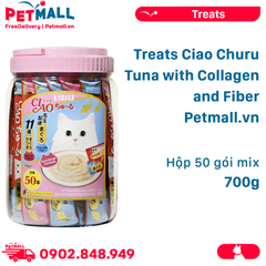 Treats Ciao Churu Tuna with Collagen and Fiber 700g - Hộp 50 gói