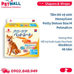 Tấm lót vệ sinh HoneyCare Potty Deluxe Size M | 45x60cm - 46 tấm - Hương Nhài, hỗ trợ huấn luyện Pee Pads Petmall
