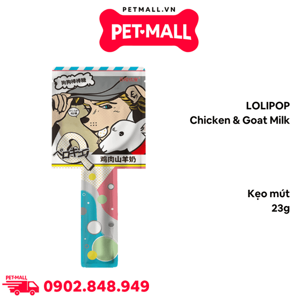 Treats LOLIPOP kẹo mút 23gr - Vị Thịt gà và Sữa dê Petmall