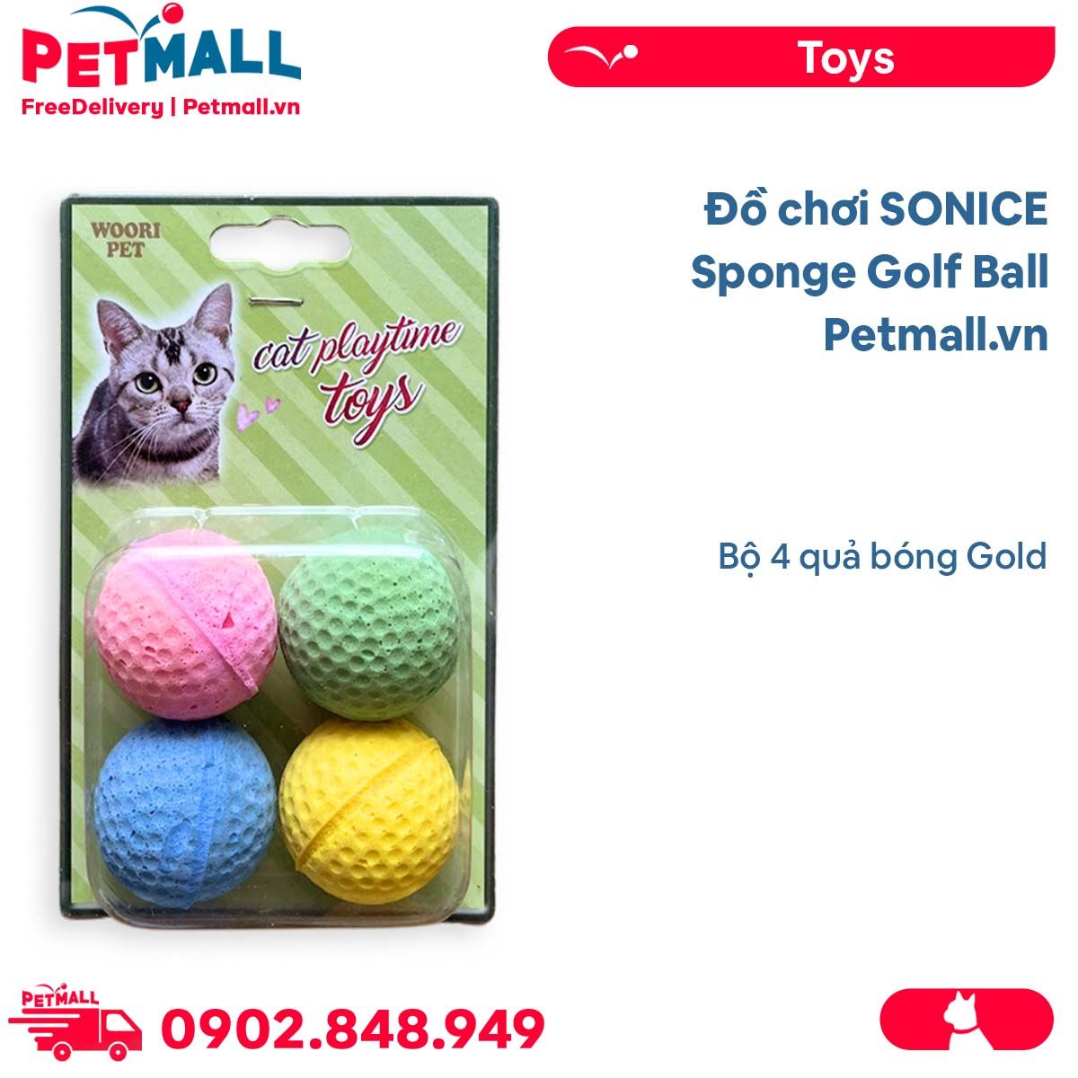 Đồ chơi SONICE Sponge Golf Ball - Bộ 4 quả bóng Gold Petmall