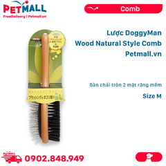 Lược DoggyMan Wood Natural Style Comb Size M - Bàn chải tròn 2 mặt răng mềm Petmall
