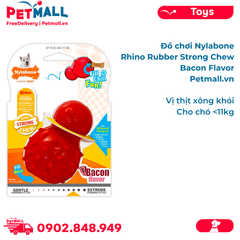 Đồ chơi Nylabone Rhino Rubber Strong Chew Bacon Flavor - Vị thịt xông khói, cho chó <11kg Petmall
