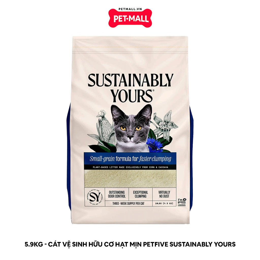 5.9KG - Cát vệ sinh hữu cơ hạt mịn Petfive Sustainably Yours Petmall