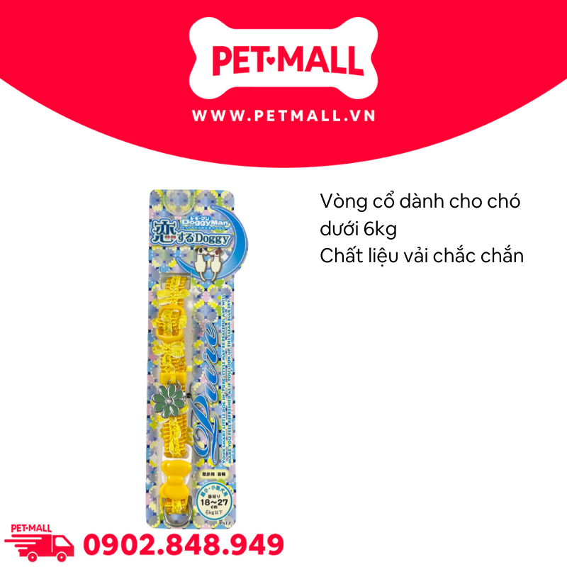 Vòng cổ DoggyMan Size 6kg - Hoa vàng Petmall