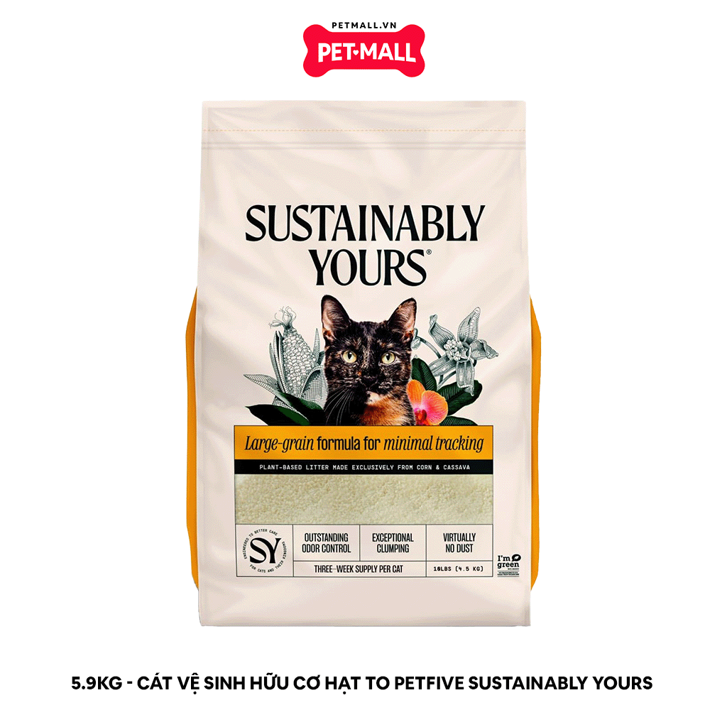 5.9KG - Cát vệ sinh hữu cơ hạt to Petfive Sustainably Yours Petmall