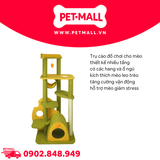 Trụ cào SONICE Yellow and Green Cat Tree Scratcher Toys Size 60 x 48 x 146 cm - 7 tầng màu xanh, vàng Petmall