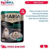 Hộp 12 Gói 70G - Pate mèo MARIA Sardine with Shirasu in Gravy - Vị Cá ngừ và Cá mòi Petmall