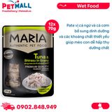Hộp 12 Gói 70G - Pate mèo MARIA  Tuna & Shirasu in Gravy - Vị Cá ngừ và Cá cơm Petmall