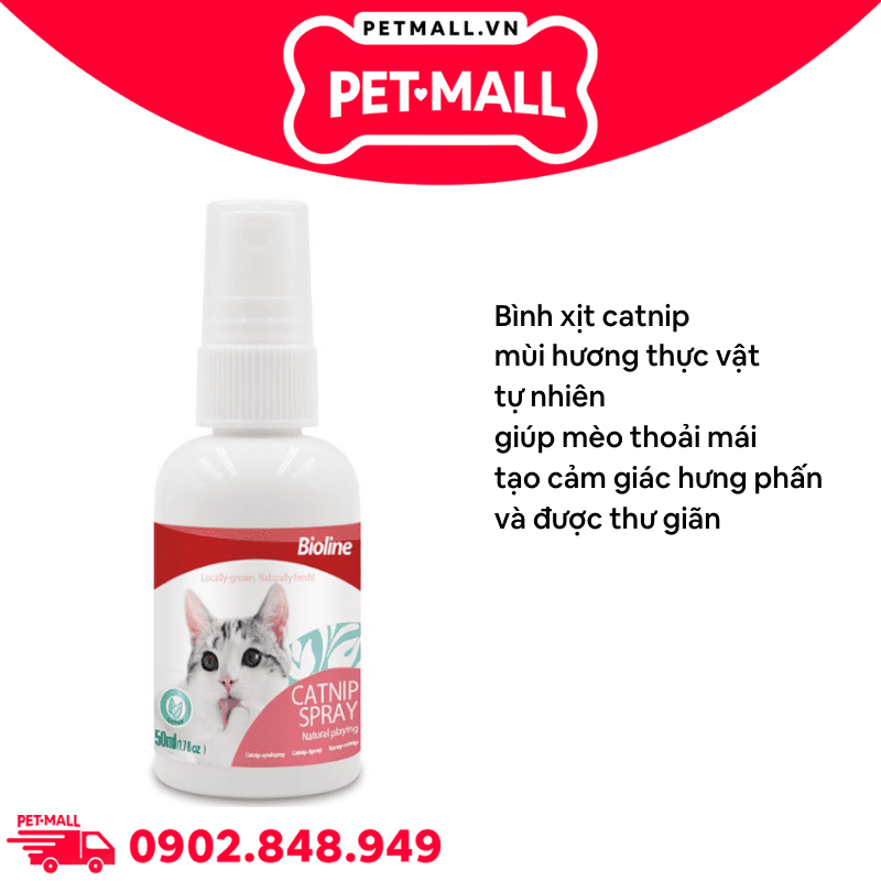 Bình xịt catnip mùi bạc hà Bioline Catnip Spray 50ml