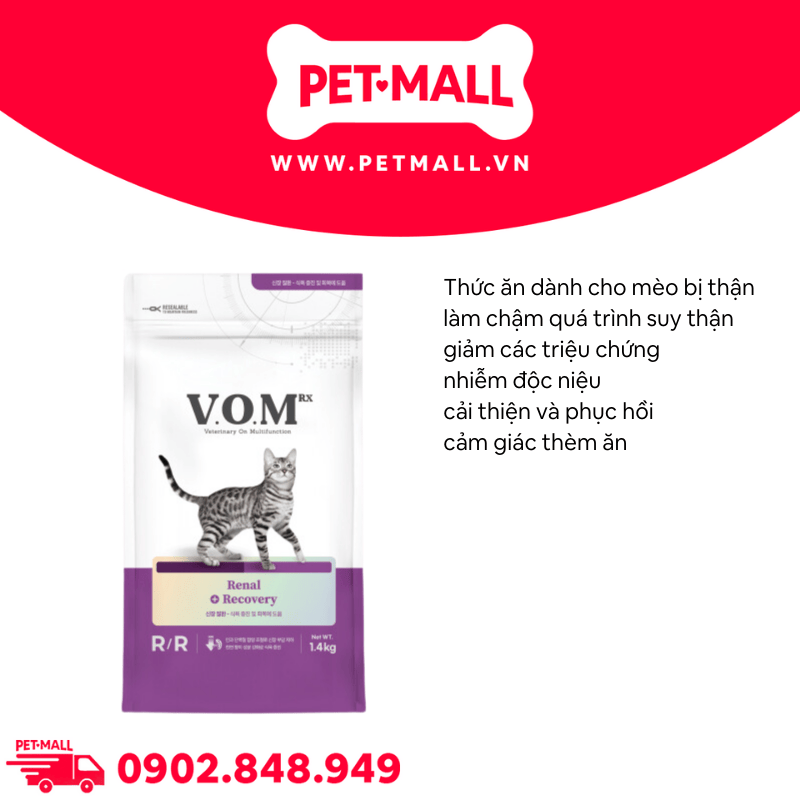 1.4KG - Thức ăn mèo VOM Renal + Recovery RR - Chăm sóc sức khỏe cho thận và phục hồi cơ thể Petmall