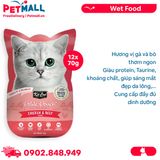 Hộp 12 Gói 70G - Pate mèo KitCat Petite Pouch Chicken & Beef - Vị Gà và Bò Petmall