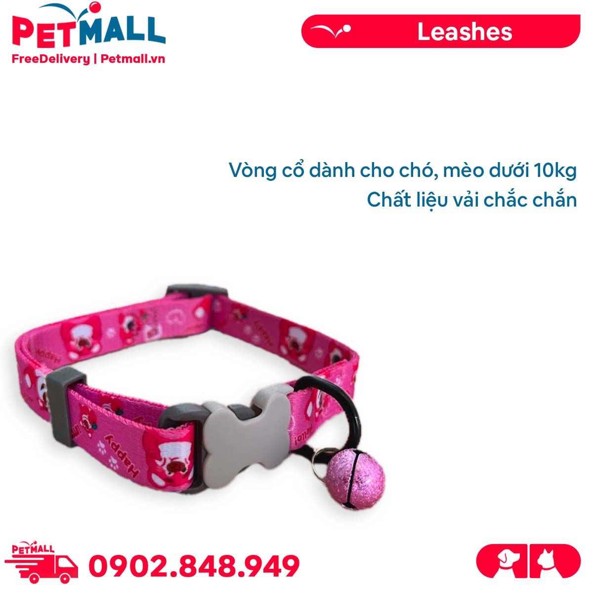 Vòng cổ Sonice Lucky Collar 10kg - 1.5cm Gấu dâu Petmall
