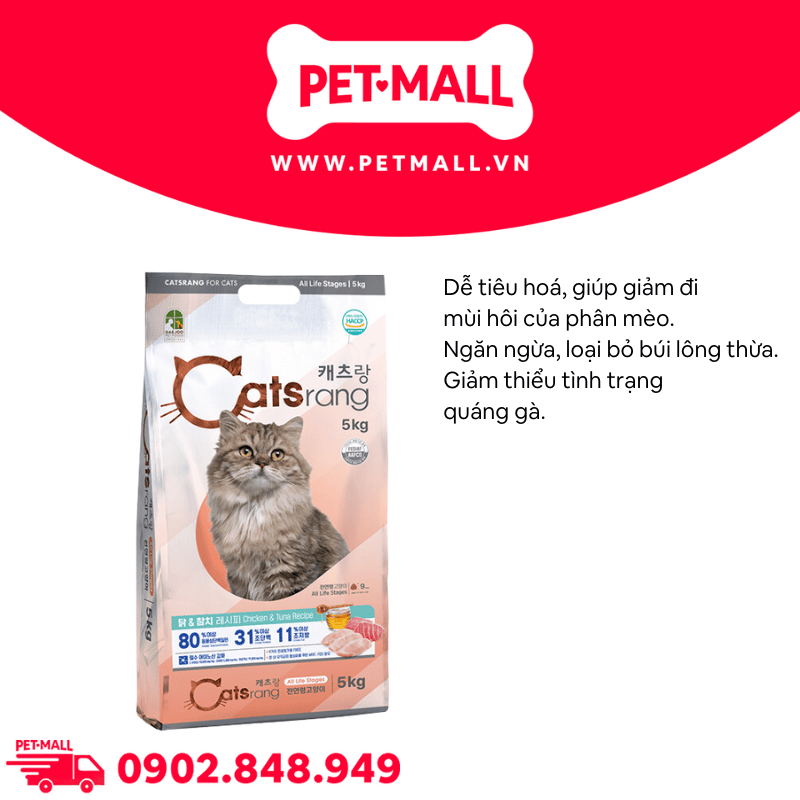 Thức ăn mèo Catsrang 5kg - Dành cho mèo mọi lứa tuổi, nhập Hàn Quốc Petmall