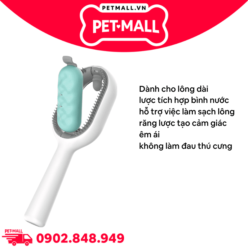 Lược chải lông tích hợp bình chứa nước 2.0 Pet Gravity Pet Grooming brush water tank version for long hair - Dành cho lông dài Petmall