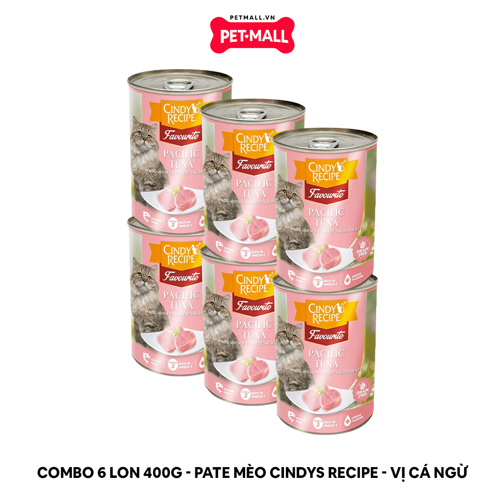 Combo 6 Lon 400G - Pate mèo Cindys Recipe - Vị Cá Ngừ Petmall