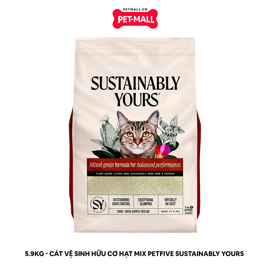 5.9KG - Cát vệ sinh hữu cơ hạt mix Petfive Sustainably Yours Petmall