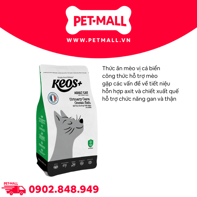 Thức ăn mèo KEOS+ Urinary Care Ocean Fish Adult Cat 6kg - Vị Cá biển, hỗ trợ tiết niệu Petmall