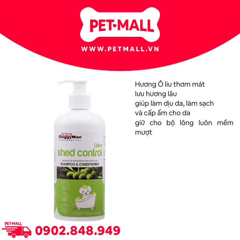 Sữa tắm Doggyman Olive Shed Control 500ml - Hương Ô liu dưỡng lông, chăm sóc da cho chó Petmall
