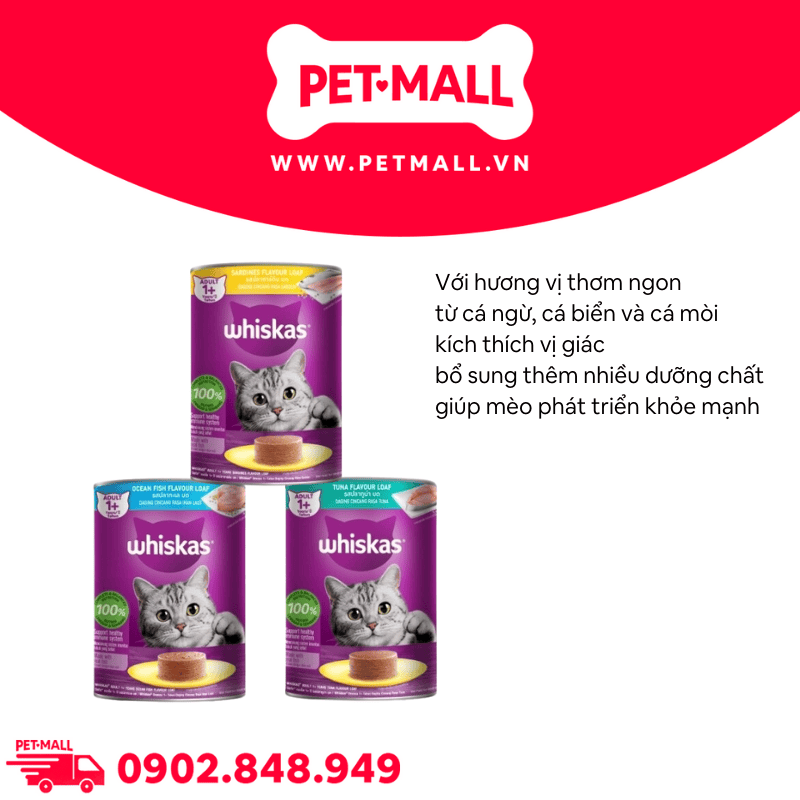 Combo Pate mèo WHISKAS 400g Mix vị - 12 lon Petmall