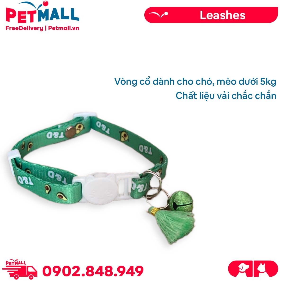 Vòng cổ Sonice Lucky Collar 5kg - 1cm Bơ xanh Petmall