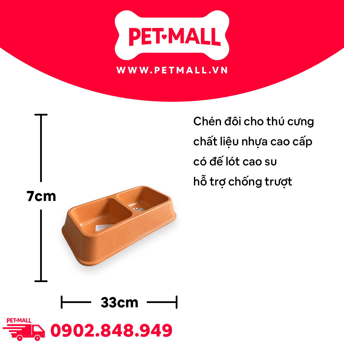 Chén đôi SONICE size 33 x 19 x 7 cm Petmall