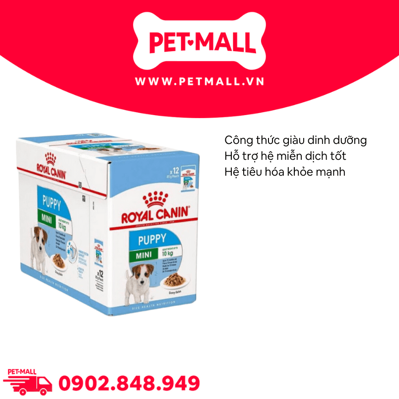 Pate chó Royal Canin Mini Puppy Gravy 85g - 12 gói Petmall