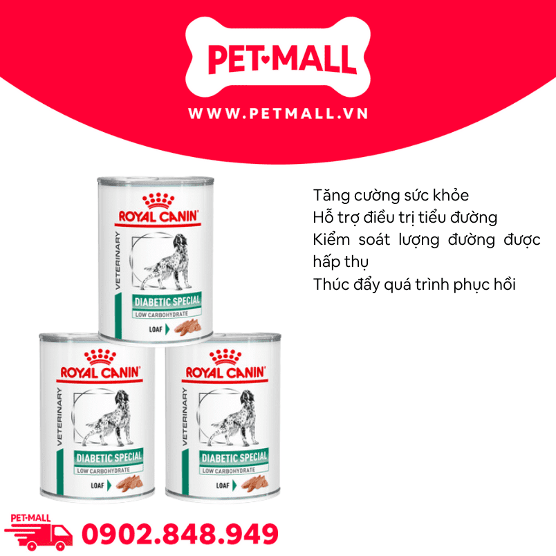 Combo Pate chó Royal Canin Diabetic Special Low Carbohydrate Loaf 410g - 3 lon - Hỗ trợ tiểu đường Petmall