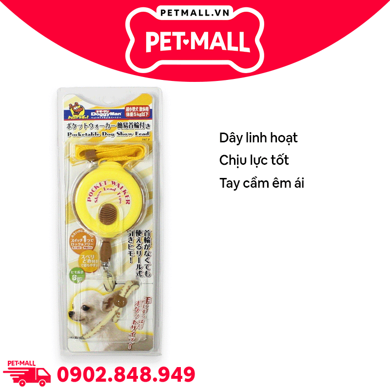 Hộp dây dắt DoggyMan Doggy Walker size 5kg | 3m - Màu vàng Petmall