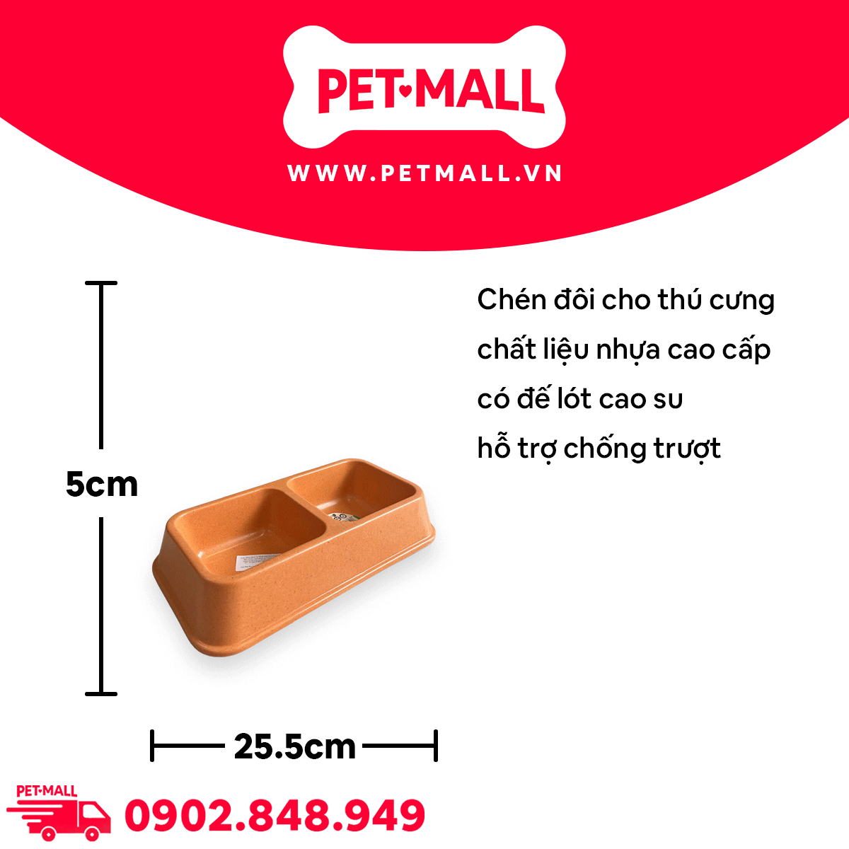 Chén đôi SONICE size 25.5 x 13 x 5 cm Petmall