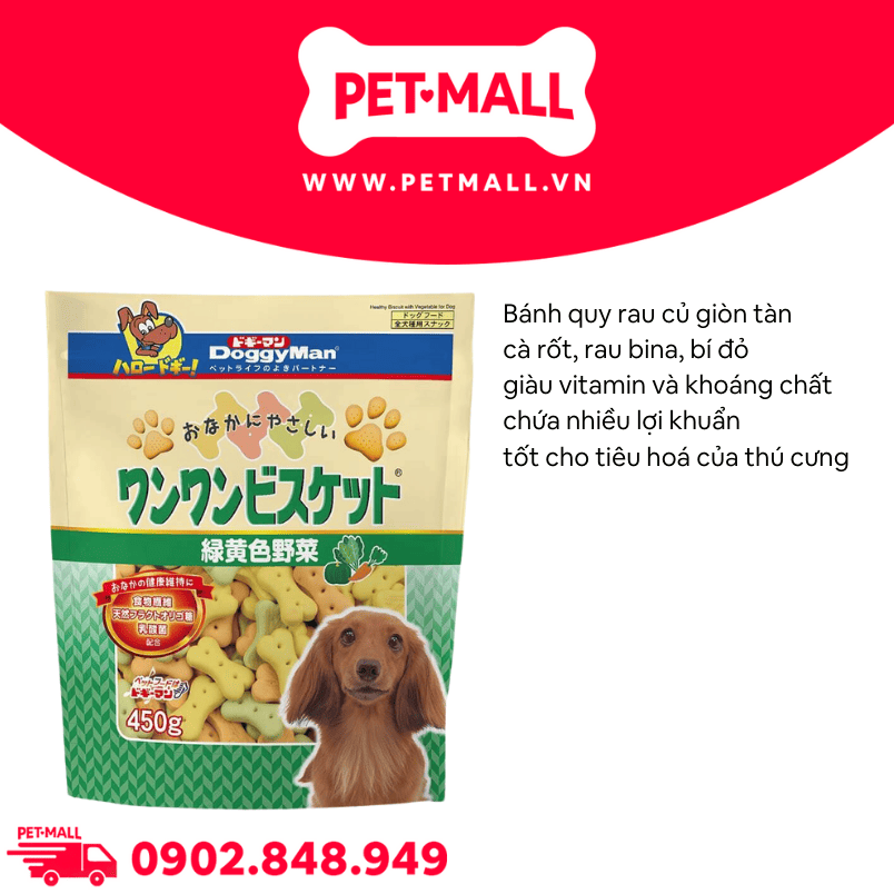 Treats DoggyMan Healthy Biscuit with Vegetable for Dog 450g - Bánh quy rau củ hỗn hợp cho chó Petmall