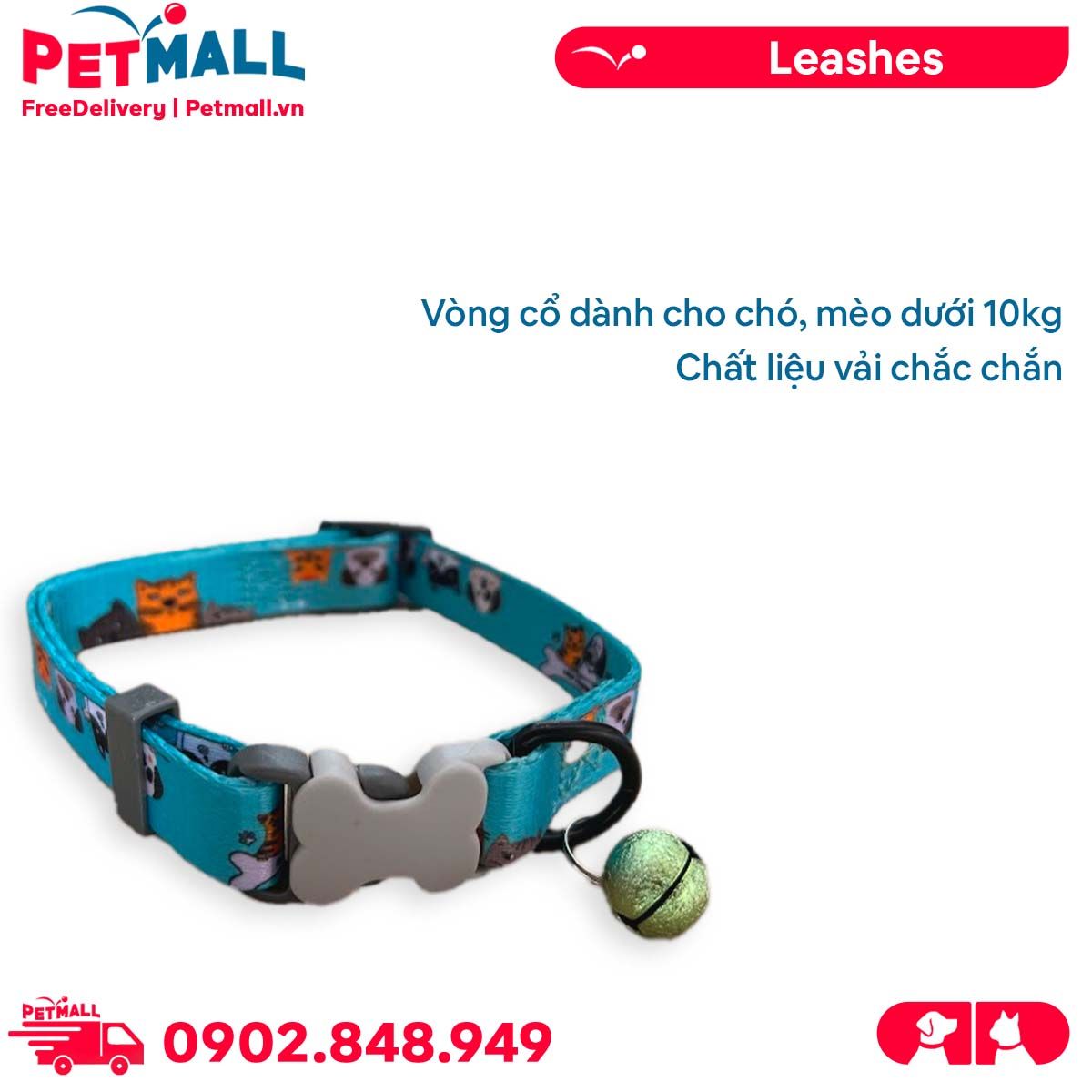 Vòng cổ Sonice Lucky Collar 10kg - 1.5cm Hình chó mèo xanh lục Petmall