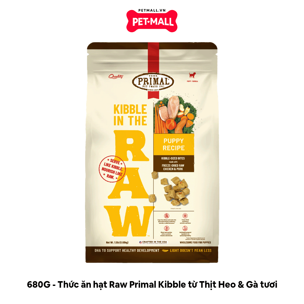 680G - Thức ăn hạt Raw Primal Kibble từ Thịt Heo & Gà tươi Petmall