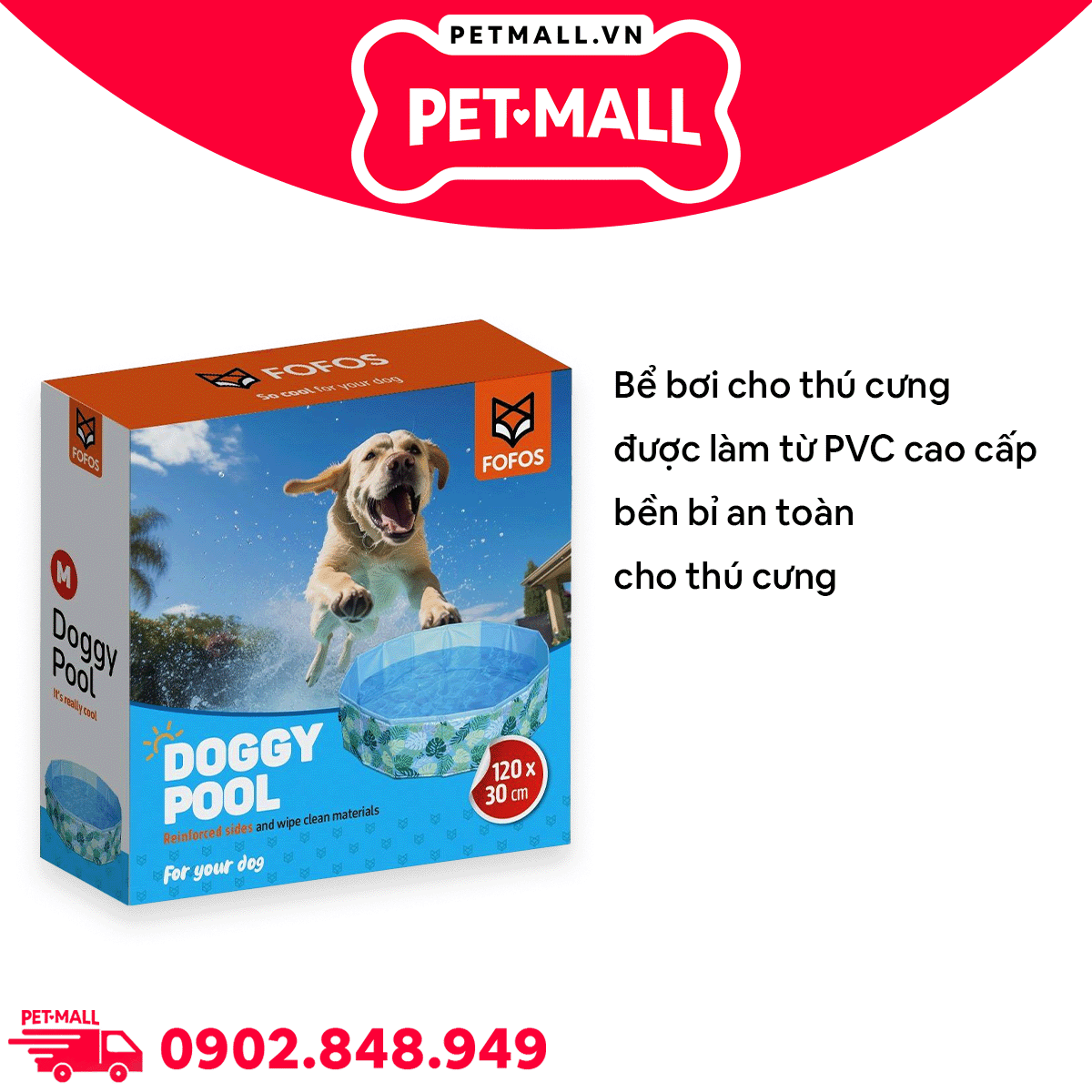 Đồ chơi FOFOS hồ bơi cho thú cưng Swimming Pool - Size L 120 x 30 cm Petmall