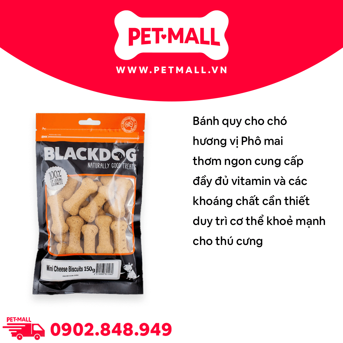 Treats Blackdog Cheese Biscuits 150g - Bánh quy hình khúc xương vị Phô Mai Petmall