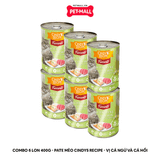 Combo 6 Lon 400G - Pate mèo Cindys Recipe - Vị Cá Ngừ và Cá Hồi Petmall