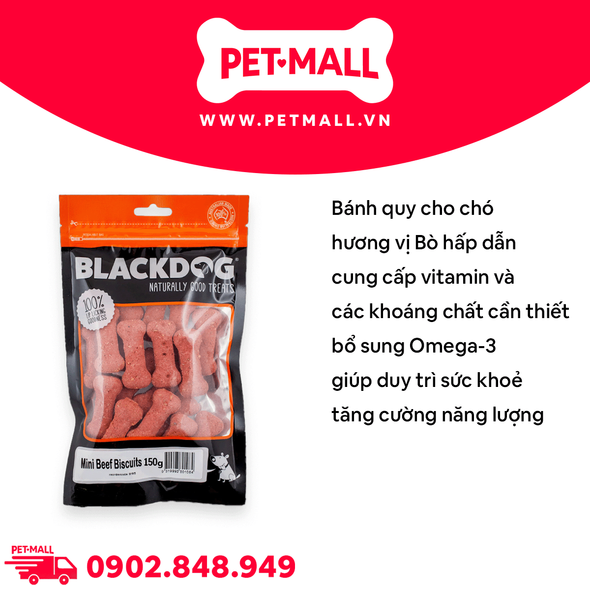 Treats Blackdog Beef Biscuits 150g - Bánh quy hình khúc xương vị Bò Petmall