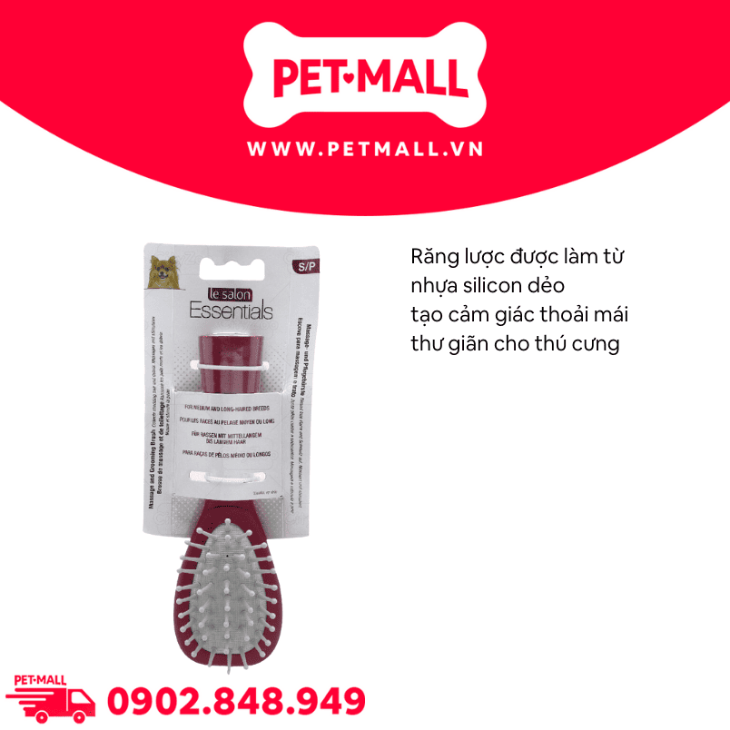 Lược Le Salon Essentials Massage & Grooming Brush size S - Răng mềm, hỗ trợ thư giãn cho thú cưng