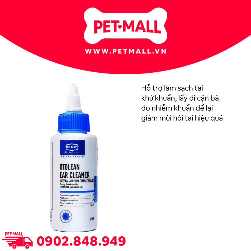 Vệ sinh tai Alkin Otolean 85ml - Khử mùi, làm sạch tai Petmall