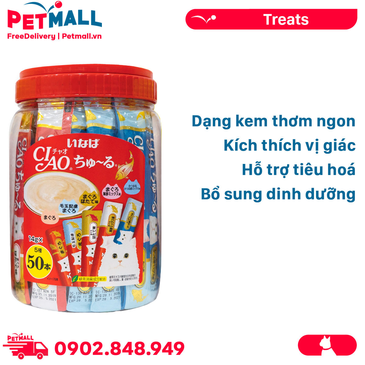 Treats Ciao Churu Tuna with Vitamin and Green Tea 700g - Hộp 50 gói Petmall