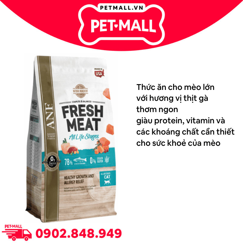 3.2KG - Thức ăn mèo ANF Fresh Meat All life stages for cat gấp đôi thịt tươi - Cân bằng dinh dưỡng cho mèo mọi lứa tuổi Petmall
